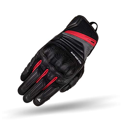 SHIMA Rush Guantes Moto Hombre - Guantes Transpirables, Reforzados, Touchscreen, Ciudad, Verano con Protector Nudillos, Absorbedores de Impacto Muñecas y Dedos, Palma Reforzada (Rojo, L)