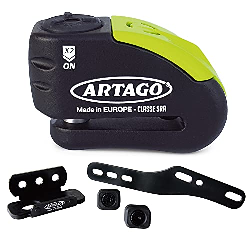 Artago 30X3 Pack Candado Antirrobo Disco con Alarma 120db Alta Seguridad + Soporte para Kawasaki Z900, Homologado SRA y Sold Secure Gold