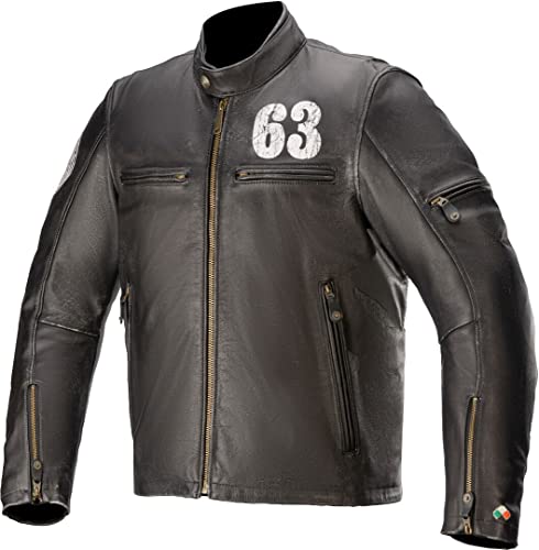 Alpinestars Sixty Three - Chaqueta de piel para moto, Negro , L