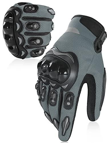 COFIT Guantes de Moto de Verano para Hombres y Mujeres, Malla Transpirable Guantes de Moto con Pantalla Táctil para Equitación BMX ATV MTB, Motocicleta, Carreras de Carretera, Bicicleta Gris L