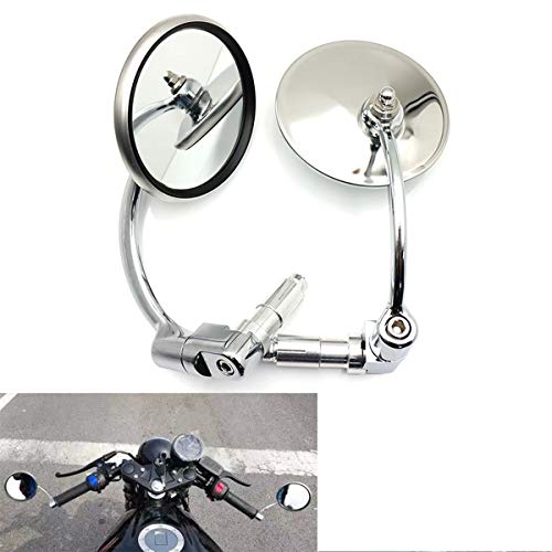 Espejo lateral universal para motocicleta, espejos retrovisores redondos cromados, espejos de extremo de barra para motocicleta Chopper Scooter Cafe Racer