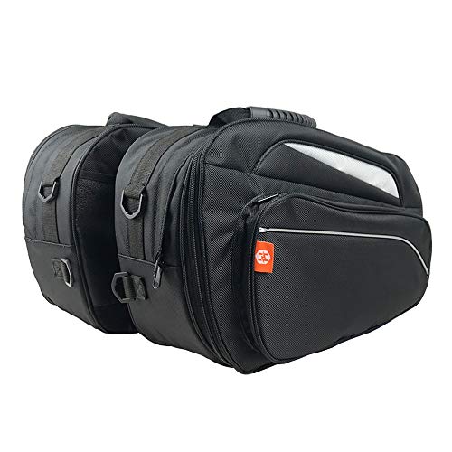 Shkalacar Bolsa lateral de moto negra 34 L, bolsa lateral para casco de moto, impermeable, bolsa de herramientas de piel sintética 1680D, 2 unidades