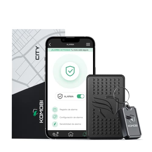 KOMOBI City Localizador GPS para Moto con Alarma Silenciosa Antirrobo. Tractive GPS Tracker para Motocicleta con Asistencia en Accidentes y SIM. Rastreador con Geolocalización + Smartkey