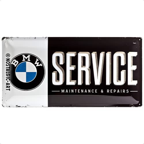 Nostalgic-Art BMW Service Placa Decorativa, Metal, Multicolor, 25 x 50 cm