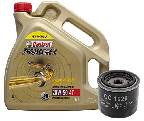 Castrol Kit Duo Power 1 Aceite de Motores 20W-50 4T 4L + Filtro Mahle OC1026