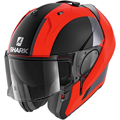 SHARK EVO ES Endless Casco de Moto, Hombre, Negro/Oroange, Small