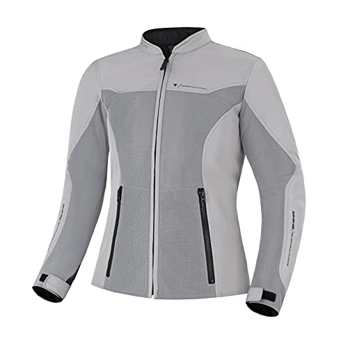 Shima OPENAIR LADY Chaqueta Moto Mujere - Ligera y Transpirable Cazadora Moto Mesh de Verano mujere con CE Espalda, Hombros, Codos Protecciones, Ajuste de la Anchura (Gris, L)