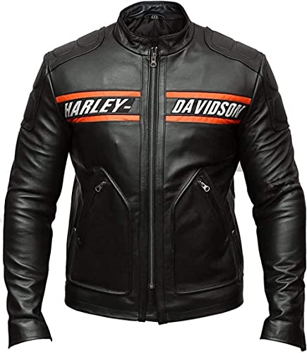 KissKlear Goldberg Harley DAVIDSON - Chaqueta de motorista de piel auténtica (XS-5XL), Negro , XXXXL