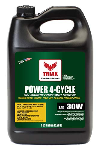 Triax Power 4-Cycle SAE 30W Aceite de motor pequeño completamente sintético, de 4 tiempos completamente sintético, tractores de jardín y otros equipos eléctricos (1 galón)