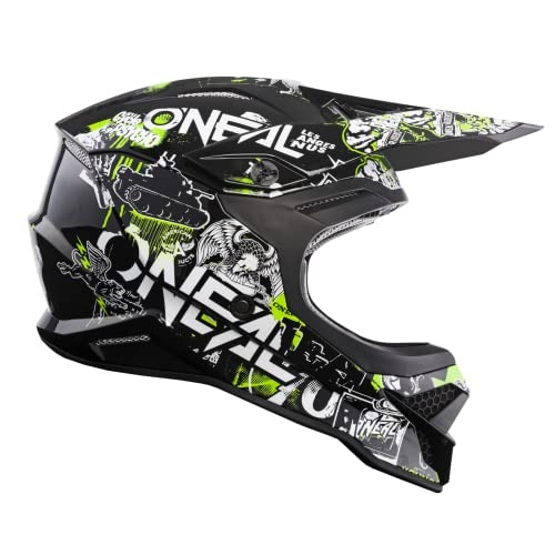 O'NEAL | Casco de Motocross | Motocicleta, Enduro | Estándares de Seguridad ECE 22.05, Carcasa ABS, ventilación y refrigeración óptima | 3SRS Helmet Attack 2.0 | Adultos | Negro Amarillo | Talla M