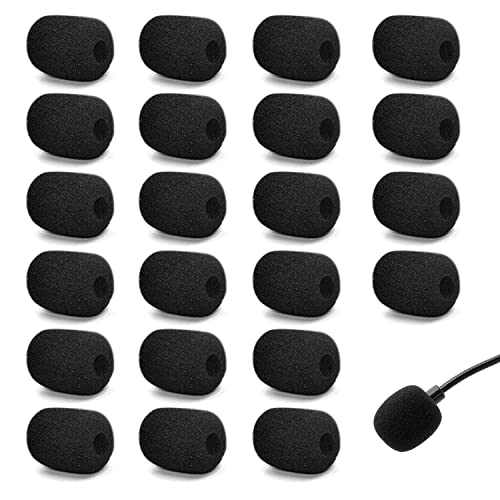 22 piezas de espuma microauricular, pequeño filtro de ruido de micrófono, funda de espuma antichorro, espesada para micrófono y auriculares, para micrófono, lavalier, tamaño mini(negro)