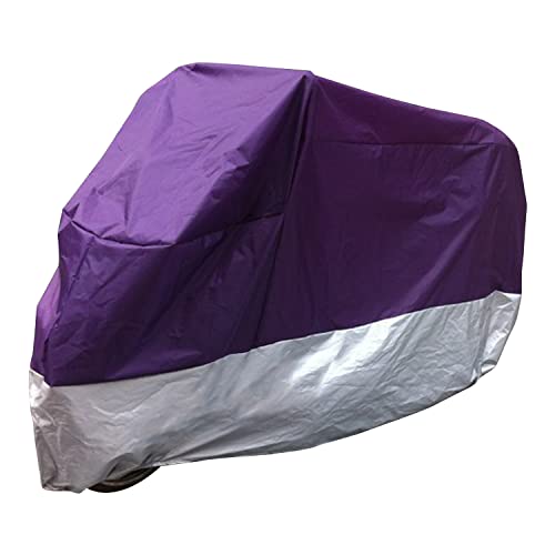 Gogou Funda para Moto Exterior, Cubierta para Motos y Scooters, Tejido Impermeable, Anti-UV, Polvo, Lluvia, Hojas caídas, 105*245*125cm, Universal, Negro y Morado.