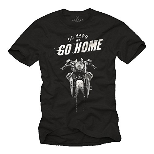 Camiseta Hombre Manga Corta - Cafe Racer - T-Shirt Moto Guzzi Negra XL