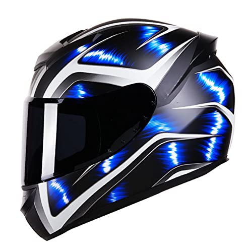 Casco De Moto Modular Integral Mujer Hombre Adultos Casco De Moto De Cara Completa DOT Homologado Flip Up Front Casco Jet Casco Anticolisión Scooter Casco De Protección,Azul,XL