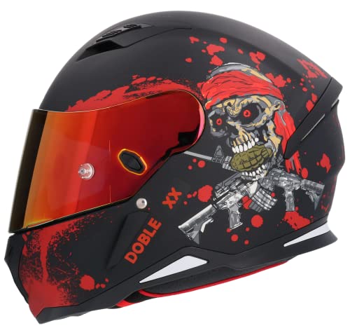 Casco Integral Shiro SH Hunter Rojo con Visera Color y pinlok incluidos Talla M