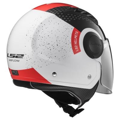 LS2, Casco jet de moto Airflow condor, S, negro blanco rojo