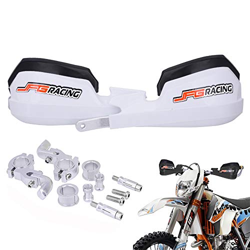 Protector Manillar Moto Paramanos Guardamanos Moto para Manillar de 7/8 y 1 1/8 Pulgadas, para Dirt Bike Motocross Enduro Supermoto-Blanco