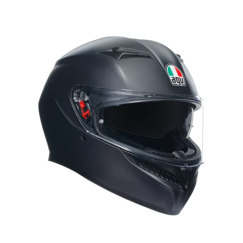 AGV K3 ECE 22-06 Mono, Casco Moto Integral ECE 22-06 con Pantalla Parasol, Negro Mate, XL