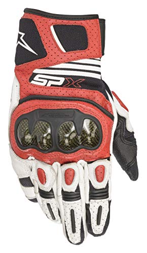 Alpinestars SMX Plus V2 - Guantes de montar para motocicleta, color blanco/negro/rojo brillante, 3XL