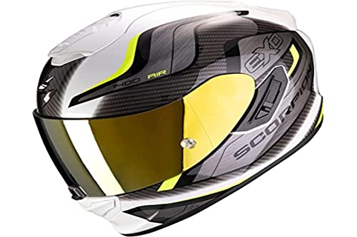 Scorpion NC Casco per Moto, Hombre, Blanco/Amarillo, M