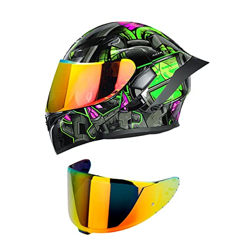 dsfen Casco de motocicleta Unisex Adulto Cool Rider Equipment Four Seasons New Street Touring Casco de moto Doble visera Casco integral abatible con espacio BT para Agv K5 K1 K3 SV Rosa 2XL