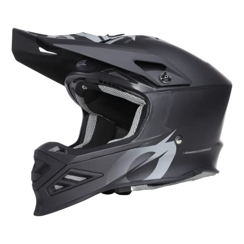 O'NEAL | Casco de Moto MX Enduro | Compatible con Airflaps™, Acolchado Coolmax, Cierre de Seguridad en Doble D | Casco F-SRS Solid | Adulto | Negro | Talla S