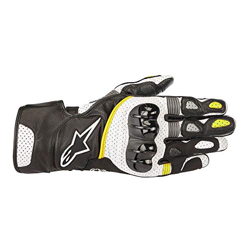 Alpinestars SP-2 v2 - Guantes de Piel (Talla XL), Color Negro, Blanco y Amarillo