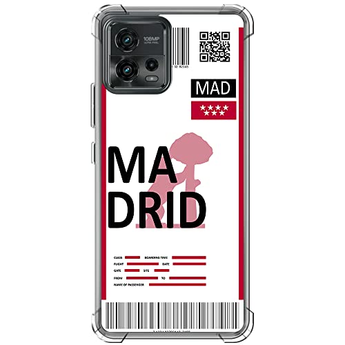 Movilshop Funda Antigolpes para Motorola Moto G72 Billete de Avión [ Madrid ] Esquina Reforzada Silicona 1.5mm de Grosor Flexible Transparente Bumper Gel TPU