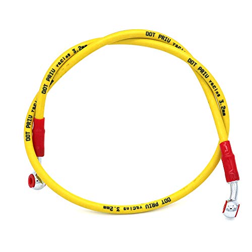 POFET Tubo de Manguera de Aceite de línea de Freno hidráulico de Motocicleta de 90 cm/35 Pulgadas, Accesorio Trenzado de Acero Inoxidable para Motocicleta ATV Motocross-Amarillo