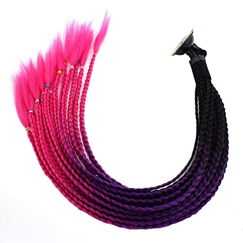 Casco de Moto Trenzas Pelo,MoreChioce Universal Peluca Cola de Caballo con Ventosa Desmontable para Motocicleta Scooter Casco Accesorios Peluca de Trenza para Mujer,Negro Púrpura Rosa Rojo