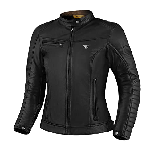 SHIMA WINCHESTER 2.0 Chaqueta Moto Mujere | Cazadora moto hombre de cuero clásico con CE espalda, hombros, codos protecciones, reforzado costuras dobles (Negro, L)