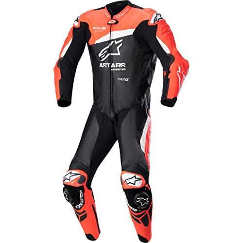 Alpinestars Traje de cuero GP Plus V4 Tech Air compatible con 1 pieza, color negro y rojo fluo blanco, 50