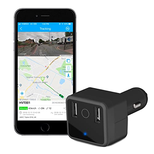 Antirrobo Localizador GPS para Coche, Cargador USB Oculto con GPS, Alarma Acc Enable/Move/Overdrive/Removal, Grabación De Voz, Botón Sos, Aplicación Geofence Hvt001 Lncoon IOT Y Sitio Web