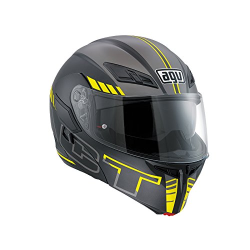 AGV Compact ST E2205 Multi PLK, Seattle Matt Casco de moto, negro/plateado/amarillo Fl, XS