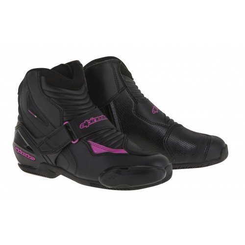 Alpinestars SMX-1 R Stella - Botas de motorista para mujer (microfibra, talla 40), color negro y fucsia