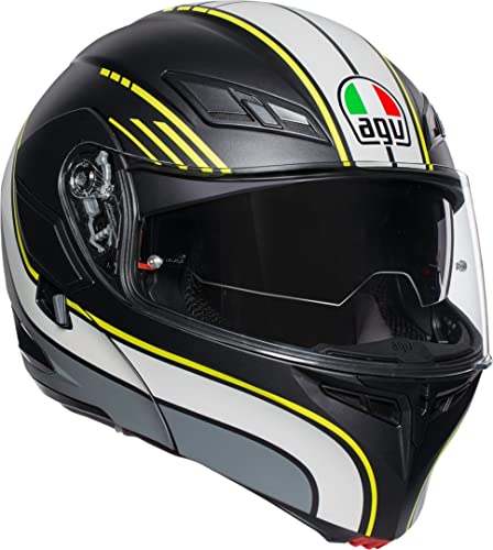 AGV Compact ST Casco de Moto, Hombre, Boston Matt Black/Grey/Yellow, Small