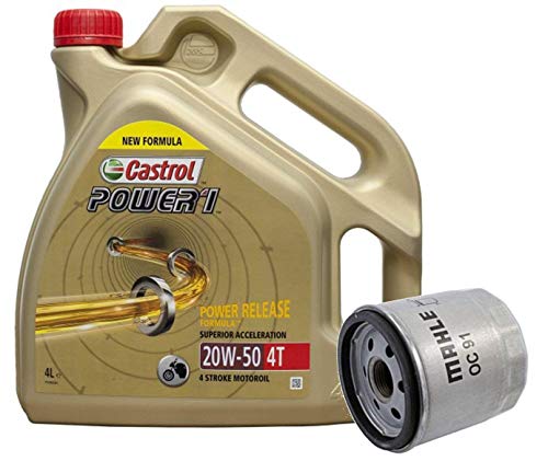 Castrol Kit Duo Power 1 Aceite de Motores 20W-50 4T 4L + Filtro Mahle OC91