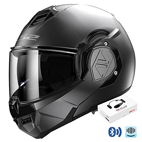 LS2 ADVANT FF906 Bluetooth Sena Intercom Integrado Titanio Mate - Casco de Moto Modular P/J + Pinlock - Homologado ECE 22.06 (M)