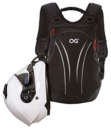 OG Original Roadrunner Mochila Moto Negra Impermeable Ligera, 20L, Bolsa Porta-Casco Moto, Correa Casco, Ciclismo, Antirrobo, Portátil, Reflectante