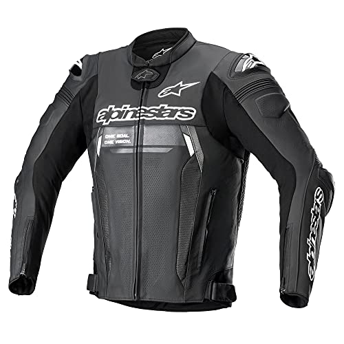 Alpinestars Missile V2 Ignition Motocicleta Cuero jac Chaquetas, Negro/Gris/Blanco, 56 Unisex Adulto