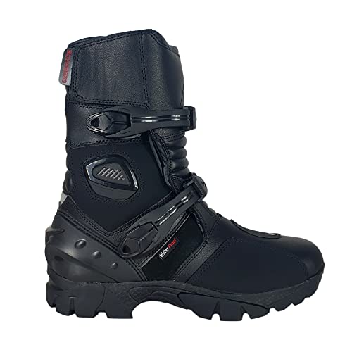 Bohmberg DREDD Botas de moto para hombre, de piel resistente al agua, con protectores reforzados, Negro , 42 EU