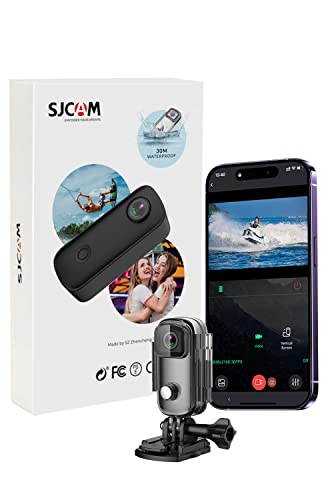 SJCAM C100+ - Cámara de bolsillo de acción pequeña portátil, 4K30fps WiFi, control de aplicación, sumergible a 98 pies, magnética, cámara de casco con kit de montaje, tarjeta SD 32G (negro)