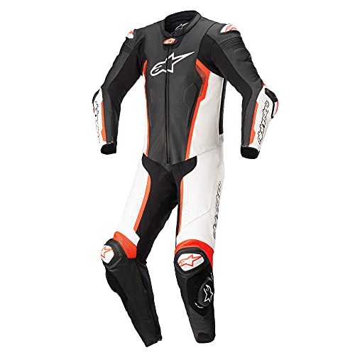 Alpinestars Missile V2 - Mono de piel para moto (1 pieza, talla 48), color negro, blanco y rojo