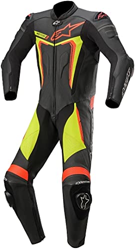 Alpinestars Motegi V3 - Conjunto de 1 pieza de cuero para motocicleta, color negro y amarillo, 46