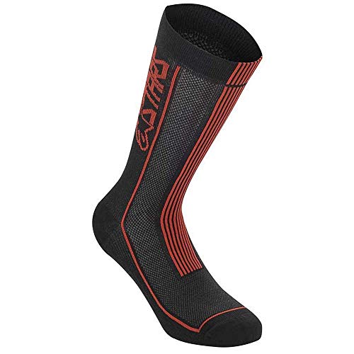 Alpinestar S Calcetines de Verano 22 Ropa, Negro/Rojo Brillante, M Unisex Adulto