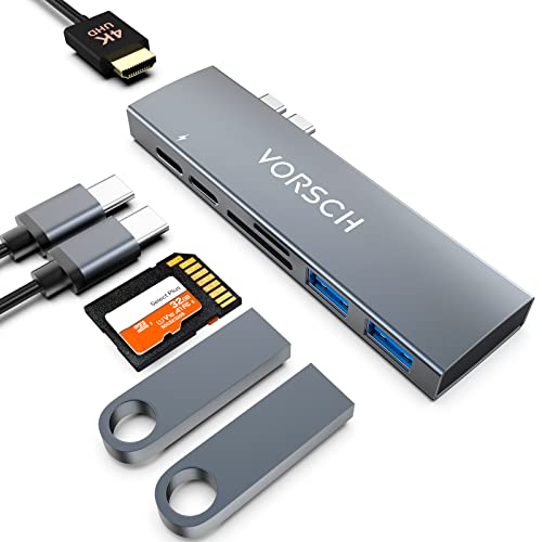 Hub USB C 7 en 2 Adaptador MacBook Pro Air M1 con Thunderbolt 3 PD 100W,4K HDMI,USB C,Transferencia de Datos 2 USB 3.0,Lector de Tarjetas TF/SD USB Hub para MacBook Pro 2016-2020,MacBook Air 2018-2020