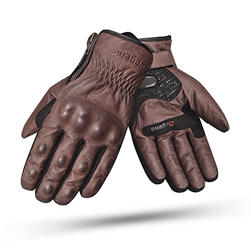 Indus Café | Guantes de Moto Piel Invierno Cortavientos Impermeables 100% Piel de Cabra con Protección Nudillos y Dedos | TPU y Forro Invierno 3M Thinsulate | Homologado CE - Accesorios Moto L