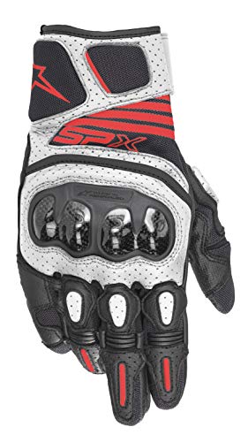 Alpinestars - Guantes de Moto SP X Air Carbon V2 Glove Black White Red Fluo, Negro/Blanco/Rojo, S