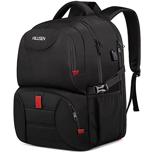 Mochila Hombre Grande 50L, Portatil 17 Pulgadas Ordenador Portatil Impermeable Almuerzo para Trabajo con Puerto USB Antirrobo del Negocio Diario Viaje Escolares - Negro