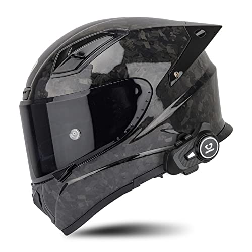 BCBKD Casco Moto Fibra de Carbono con Intercomunicador Bluetooth Integrado Dot ECE Homologado Casco Moto Integral con Doble Visera y Antivaho Casco de Motocicleta para Hombre Mujer B,M